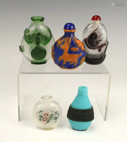 PEKING GLASS & PAINTED SNUFF BOTTLES