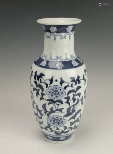 BLUE & WHITE FLORAL VASE