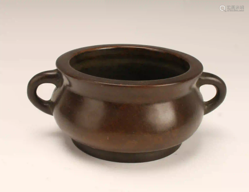 ROUND BRONZE CENSER WITH LOOP HANDLES