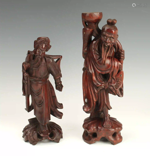 2 WOOD CARVED FIGURES