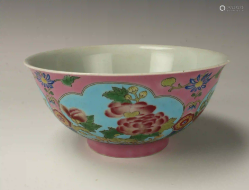 BRIGHT PINK BOWL WITH WHITE INTERIOR