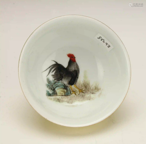 CHINESE PORCELAIN YELLOW ROOSTER CUP