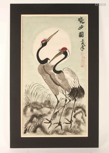CHINESE CRANE WATERCOLOR