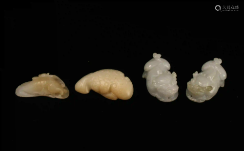 4 SMALL PIECES CARVED JADE