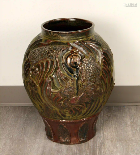 LARGE DRAGON PHOENIX JAR