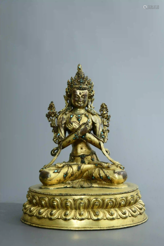 A Gild Bronze Tara Statue