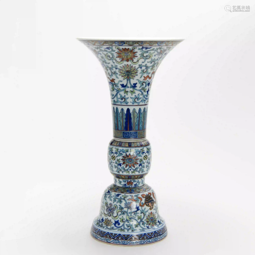 A Doucai Eight Treasures Pattern Porcelain Beaker Vase