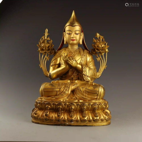 A Gild Bronze Statue of Tsongkhapa