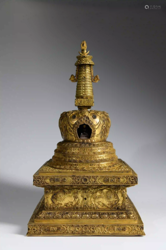 A Gild Bronze Pagoda
