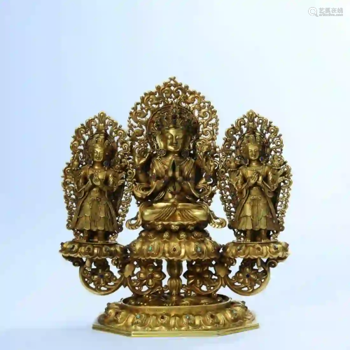 A Gold Threes Buddha Statue