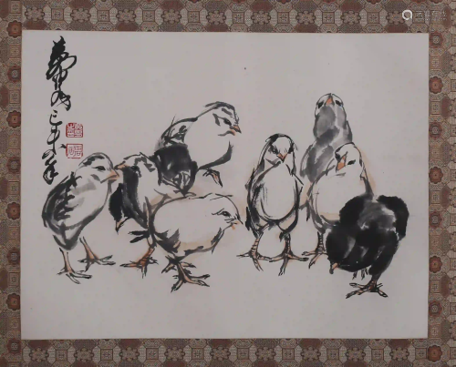 A Chinese Chicken Painting, Huang Zhou Mark