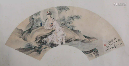 A Chinese Guanyin Painting, Pu Jin Mark