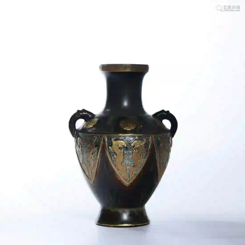 A Tea Dust Glaze Gilt-inlaid Dragon Pattern Porcelain