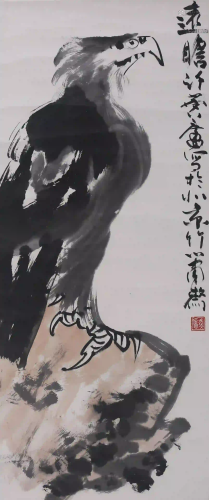 A Chinese Eagle Painting, Xu Linlu Mark