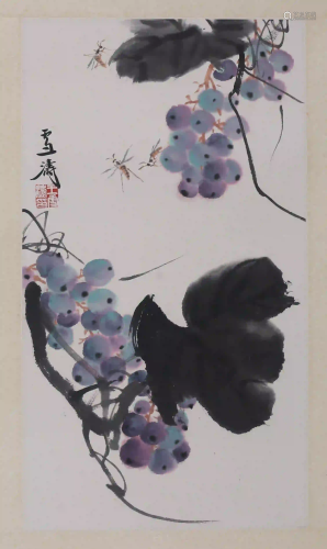 A Chinese Grape Painting, Wang Xuetao Mark