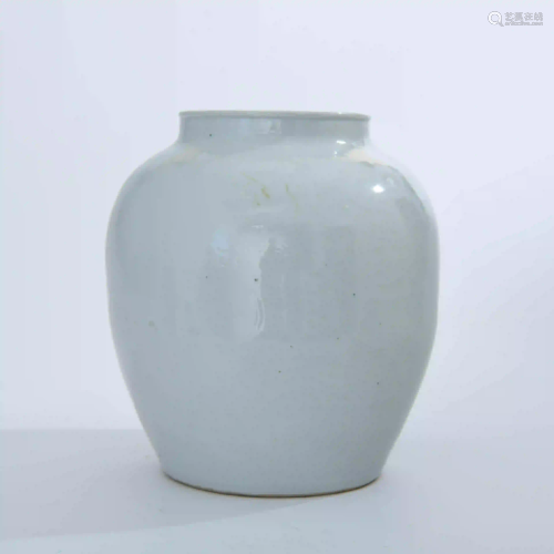 A White Color Flower Carved Porcelain Jar