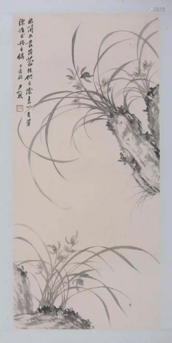 A Chinese Orchid Ink Painting, Shen Yinmo Mark