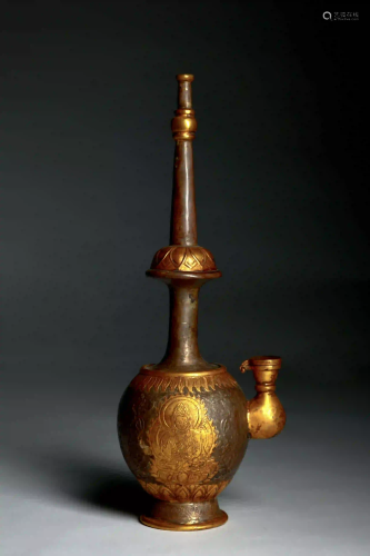 A Silver Carved Gilding Vase