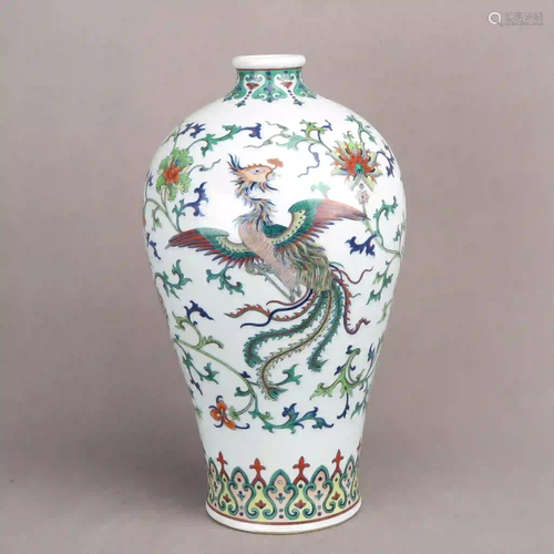 A Doucai Dragon and Phoenix Porcelain Meiping