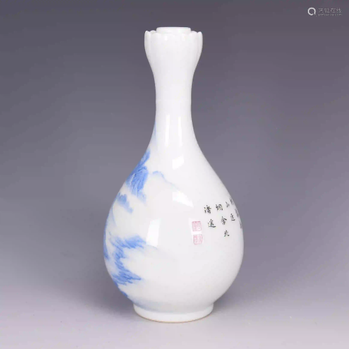 A Blue Landscape Porcelain Vase