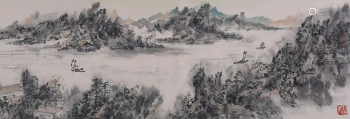 A Chinese Ink Landscape Painting, Lin Sanzhi Mark