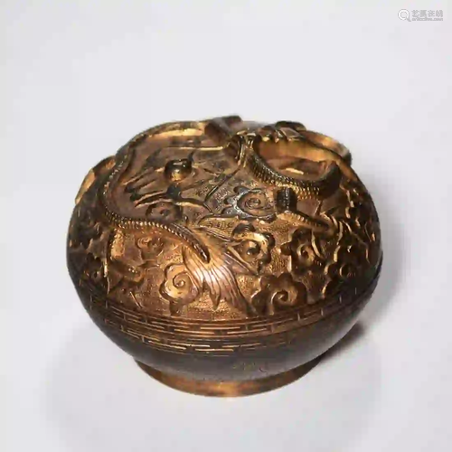 A Gilding Copper Dragon Box