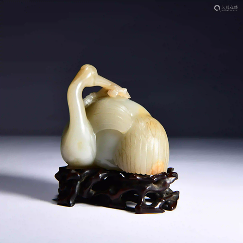 A White Jade Crane Ornament