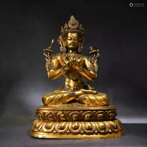 A Gilding Copper Sitting Manjusri Statue