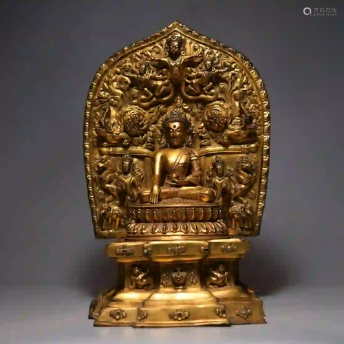 A Gilding Copper Sitting Sakyamuni Statue