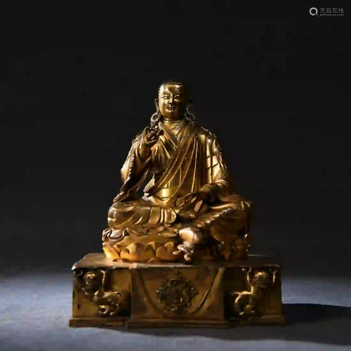 A Gilding Copper Sitting Panchen Lama Statue