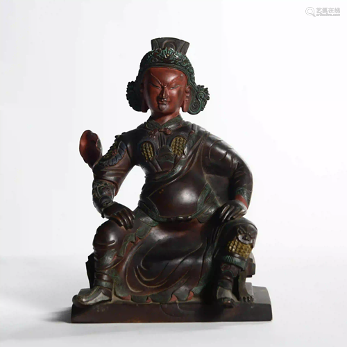 A Copper Guangong Statue