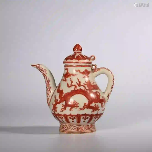 An Iron Red Dragon Porcelain Pot