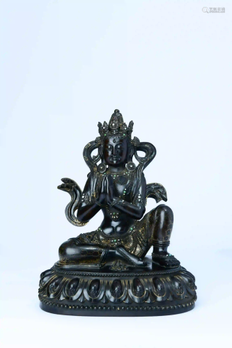 A Red Sandalwood Carved Guanyin Statue