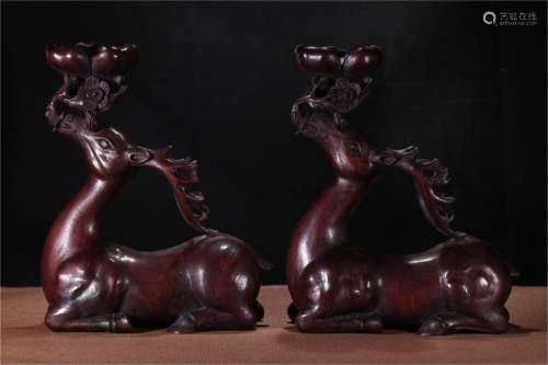 A Pair of Chinese Carved Hardwood Decorations