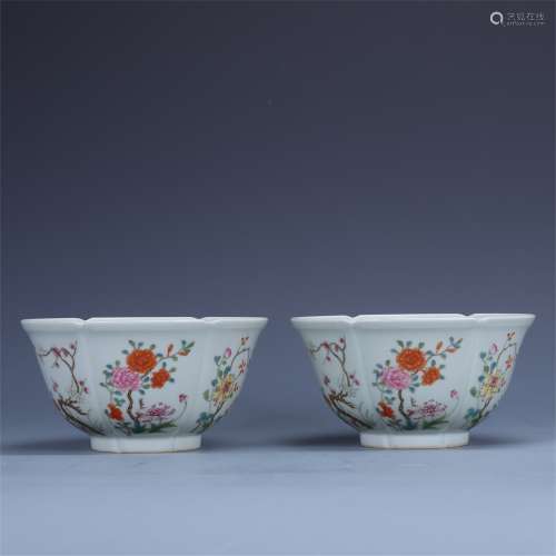 A Pair of Chinese Famille-Rose Porcelain Cups