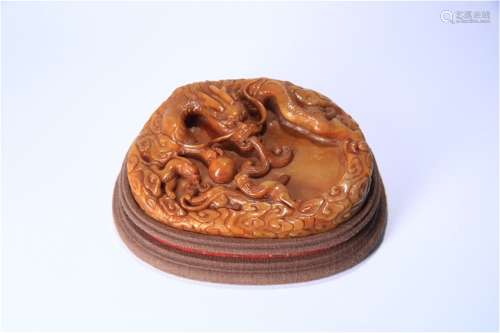 A Chinese Carved Stone Brush Palette