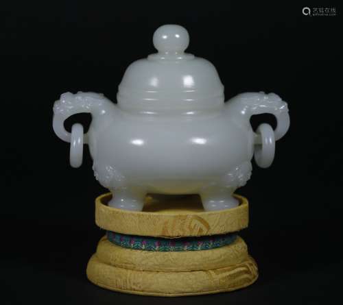 chinese white jade seed censer