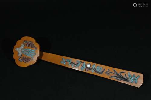 chinese ruyi scepter inlaid with treasures