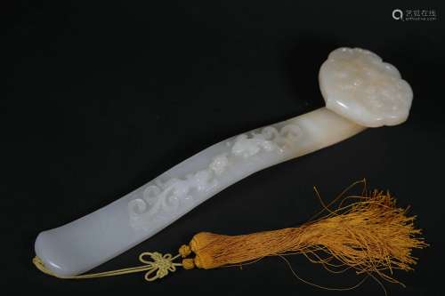 chinese white jade ruyi scepter