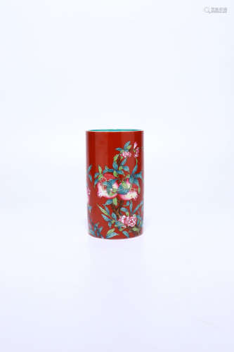 chinese famille rose porcelain brush pot