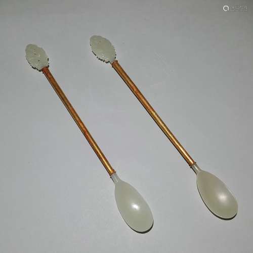 chinese jade spoon with gold