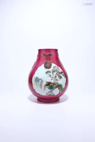 chinese famille rose porcelain pot with framed design