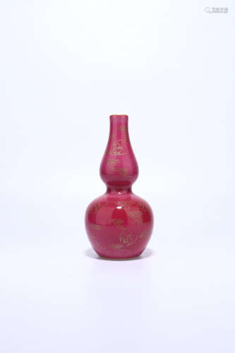 chinese coral glazed porcelain double gourd vase