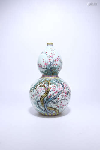 chinese famille rose porcelain double gourd vase