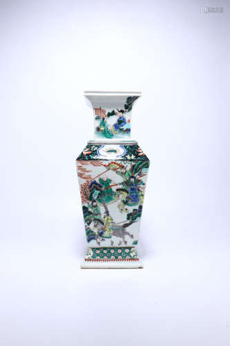 chinese blue and white wucai porcelain square vase