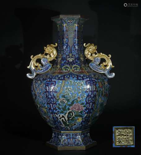 chinese cloisonne hexagonal vase