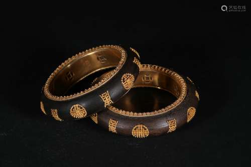 chinese eaglewood bracelet inlaid with gold