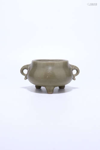 chinese teadust glazed porcelain binaural censer