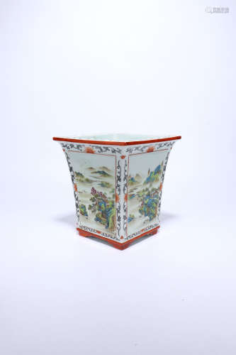 chinese famille rose porcelain square jardiniere