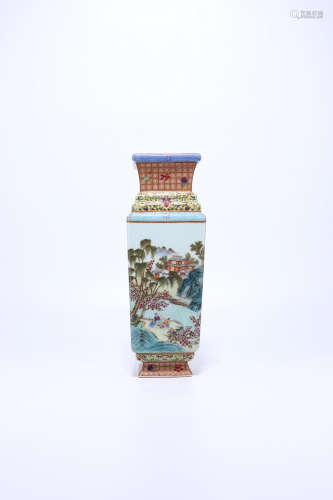 chinese famille rose porcelain square vase